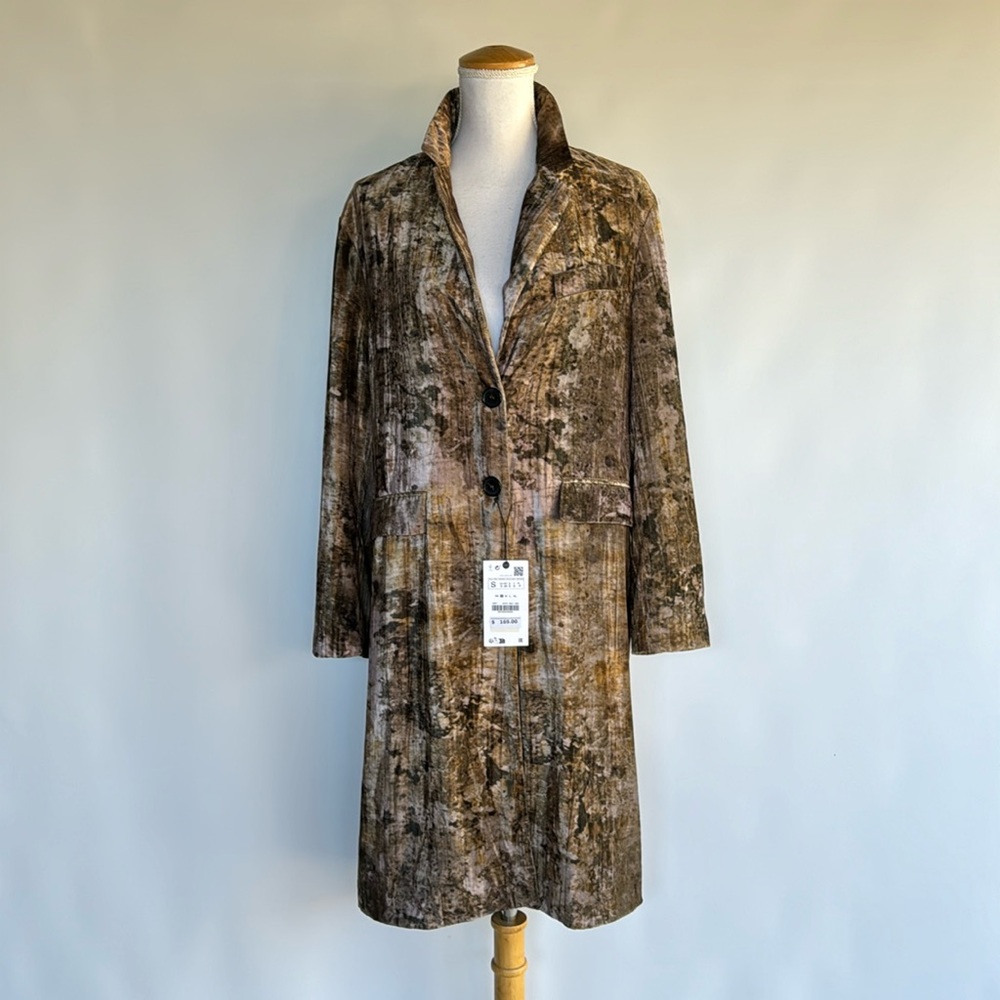 NWT Zara Camo Velvet Long-Line Jacket - sz S